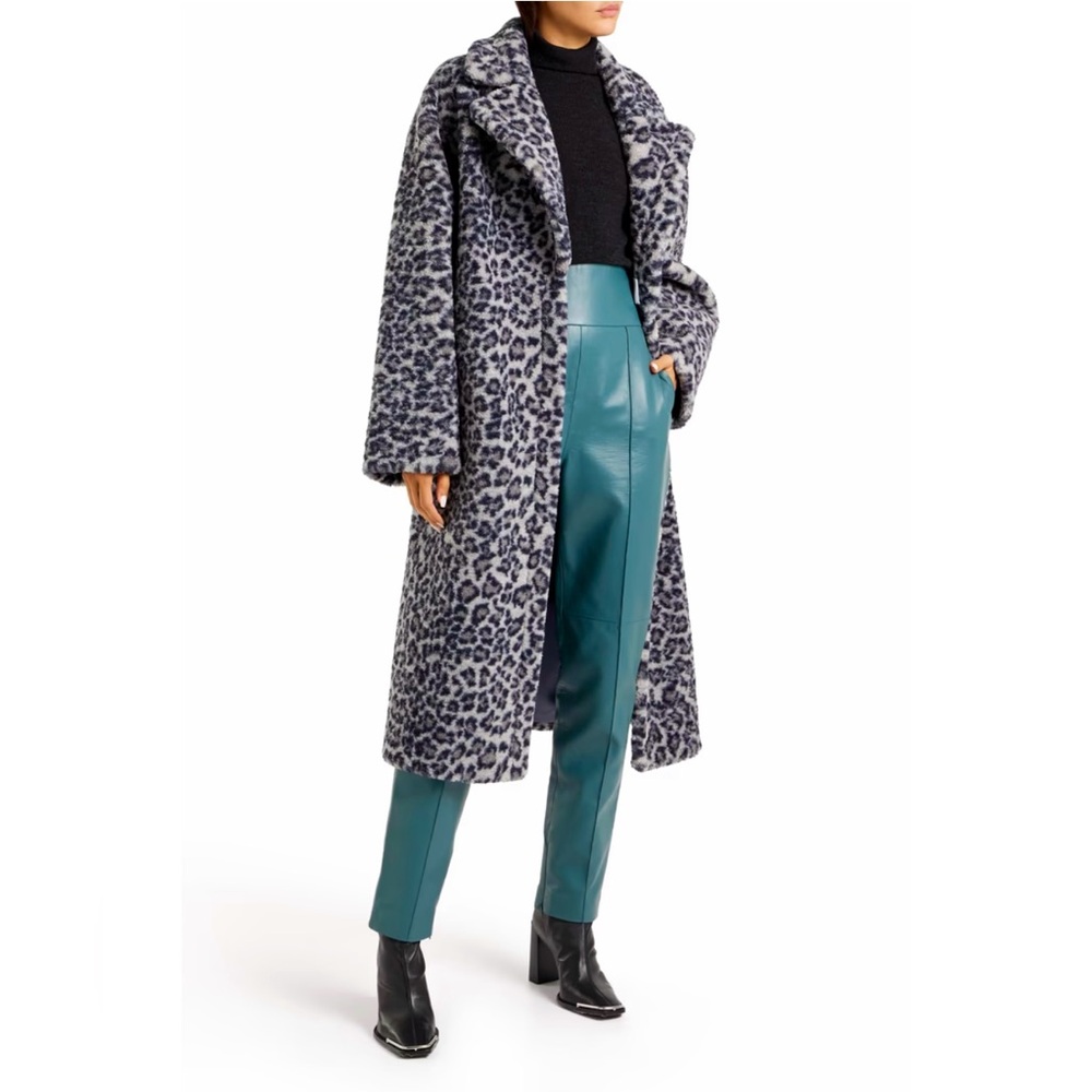 Stand Studio Leopard-print faux shearling coat,NWT Sz : S
